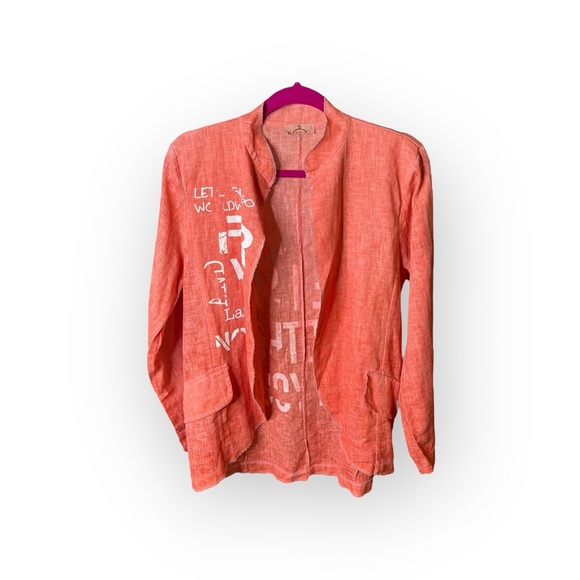 Made in Italy ❤︎︎ Trendy Graffiti Print Waterfall Jacket ❤︎︎ Red Orange S M L - Picture 3 of 16